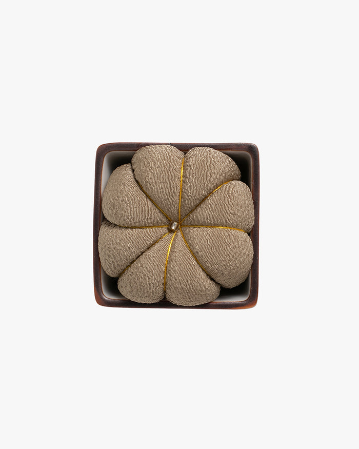 Hiro, Pin Cushion with Ceramic Base, Kutani, Beige