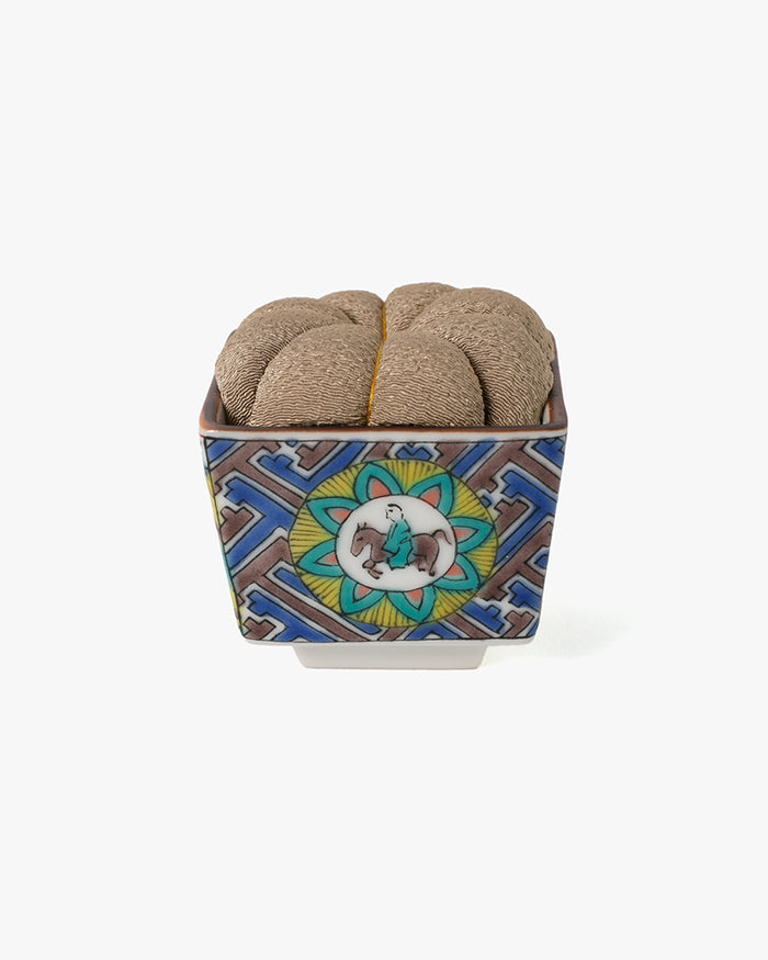 Hiro, Pin Cushion with Ceramic Base, Kutani, Beige