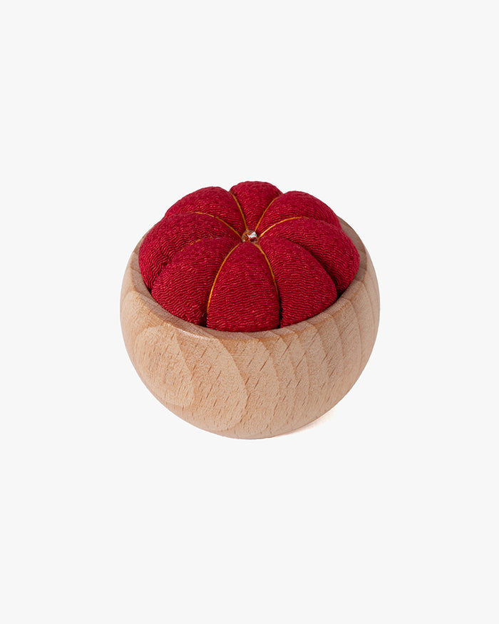 Hiro, Pin Cushion with Wooden Base, Red