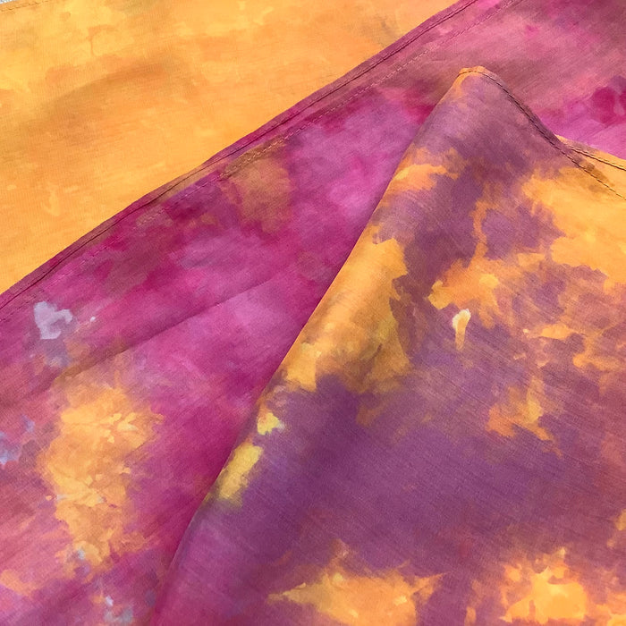 Ice Dyed Silk Satin Scarf Small - O'Keeffe
