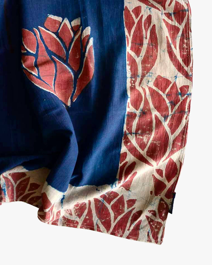 Ichcha, Blue Block Print Scarf, Scarlet 'N Blue