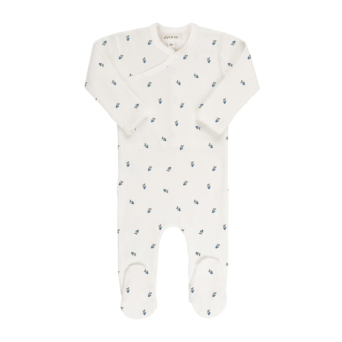 Ivory/Blue Berry Zipper Footie