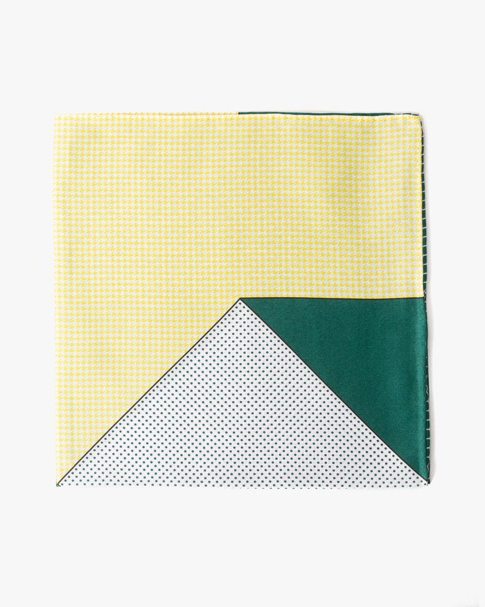 Japanese Handkerchief, Classic, Green and Yellow Geometric Shapes