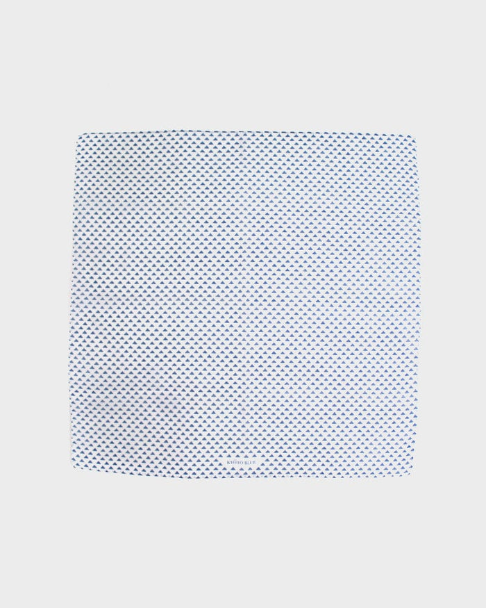 Japanese Handkerchief, Classic, Kyoto Blue, White with Blue Uroko