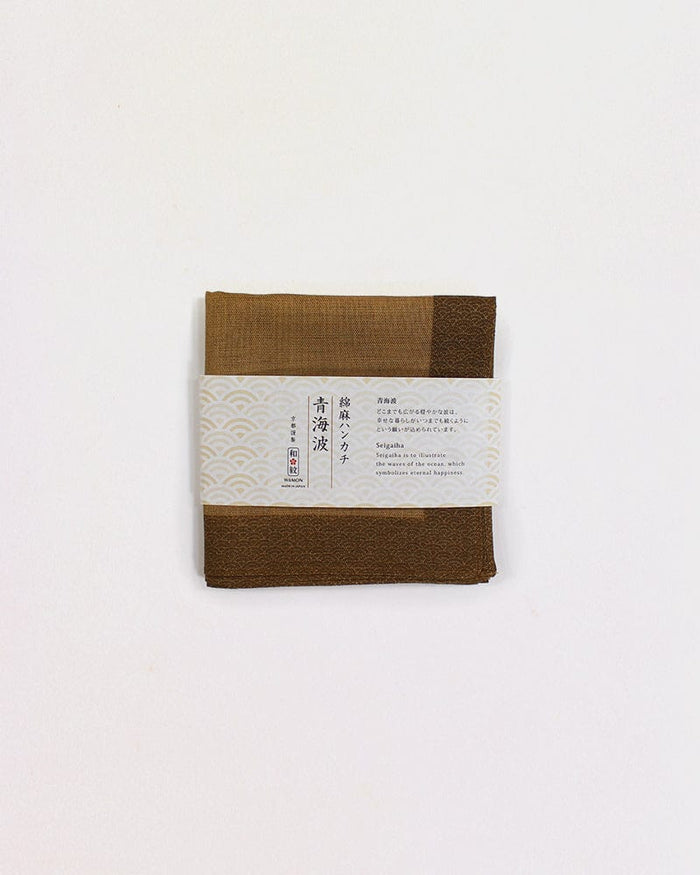Japanese Handkerchief, Classic, Menasa, Brown Seigaiha