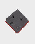 Japanese Handkerchief, Classic, Shofu, Dark Grey Swallow with Red Trim