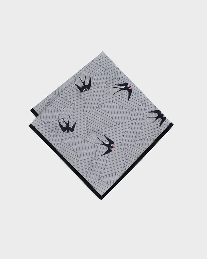 Japanese Handkerchief, Classic, Shofu, Swallow with Black Trim