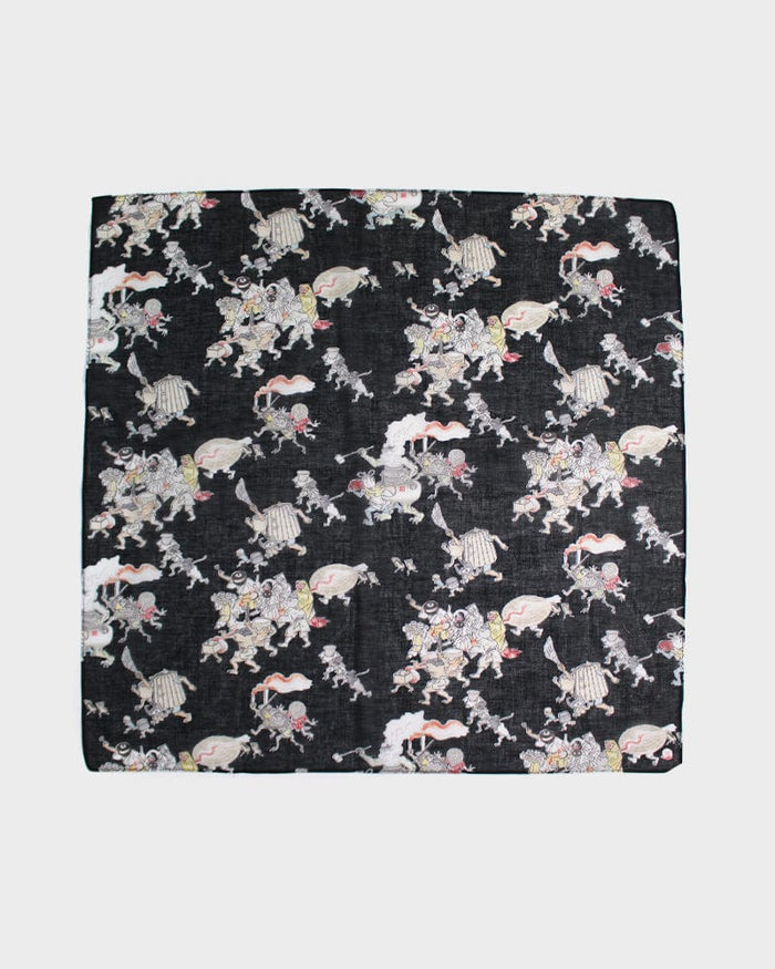 Japanese Handkerchief, Classic, Yokai, Hyakki Yagyo, Black