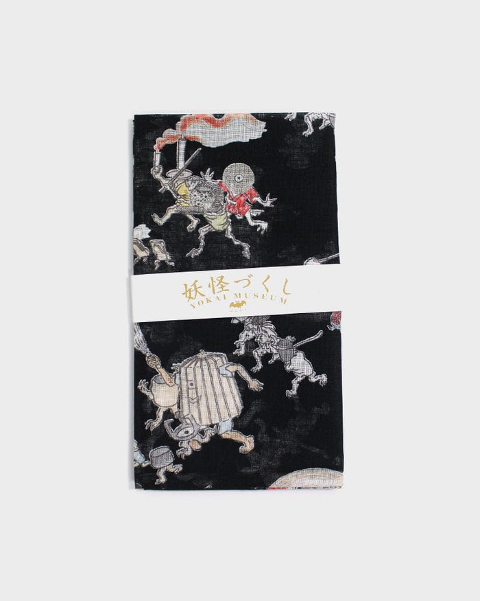 Japanese Handkerchief, Classic, Yokai, Hyakki Yagyo, Black