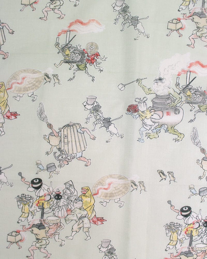 Japanese Handkerchief, Classic, Yokai, Hyakki Yagyo, Light Green