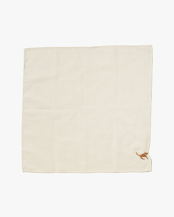 Japanese Handkerchief, Hikkomi, Cream with Brown Dog