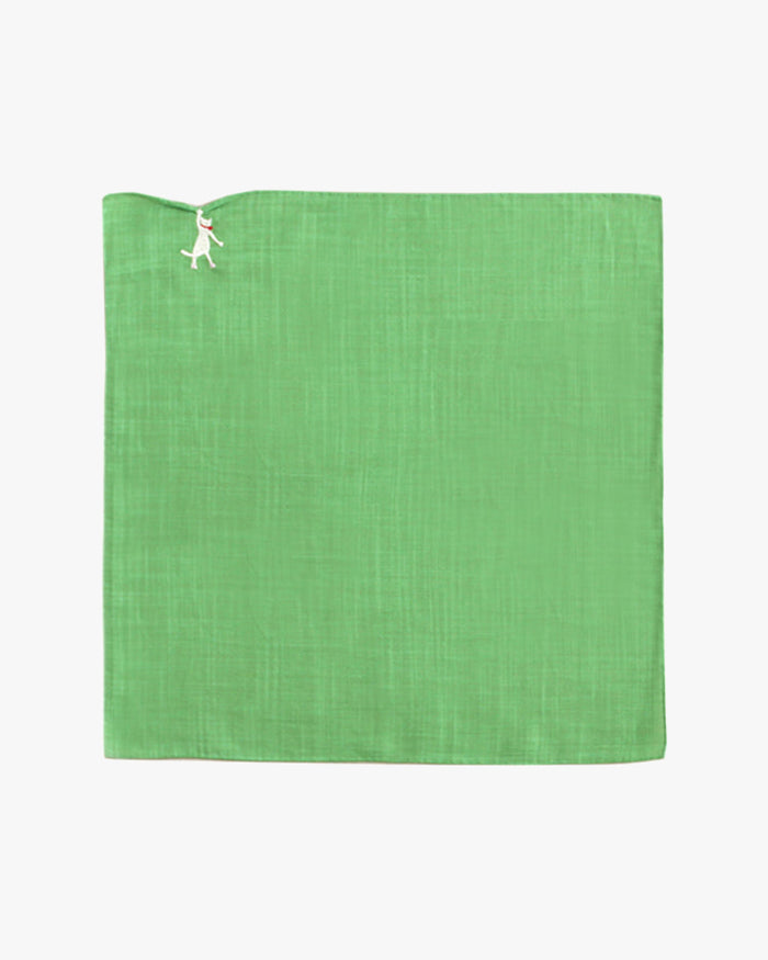 Japanese Handkerchief, Hikkomi, Green with White Cat