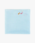 Japanese Handkerchief, Hikkomi Scalloped, Light Blue Mermaid