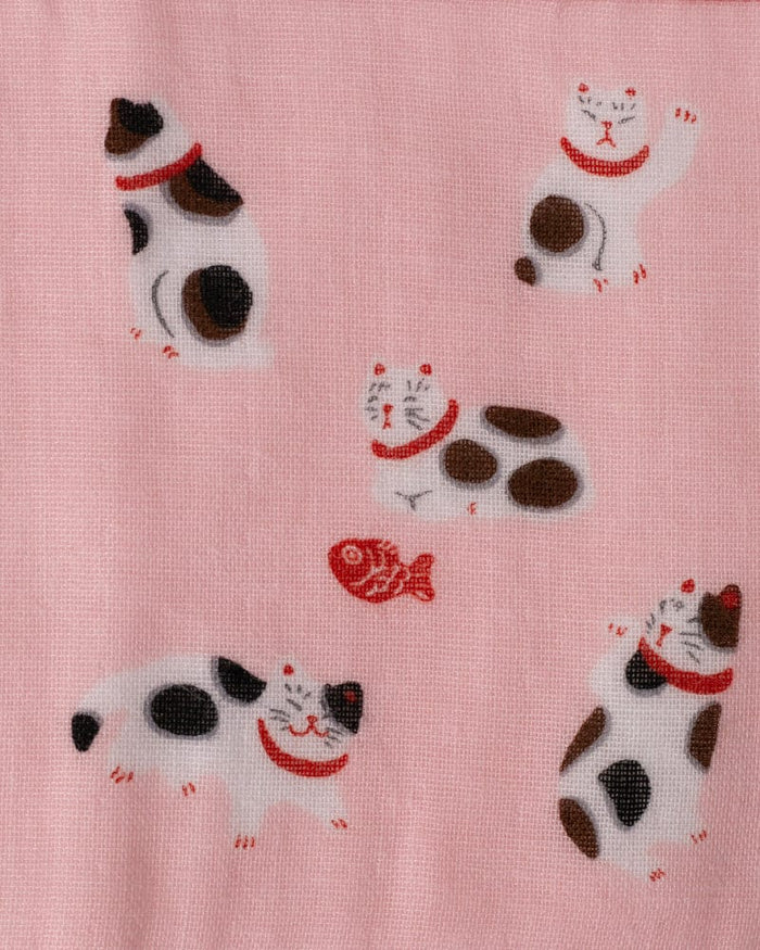 Japanese Handkerchief, Microfiber Reversible Rectangle, Cats