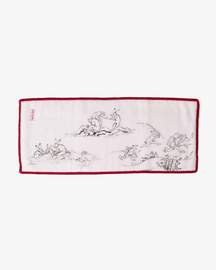 Japanese Handkerchief, Microfiber Reversible Rectangle, Choju-giga White