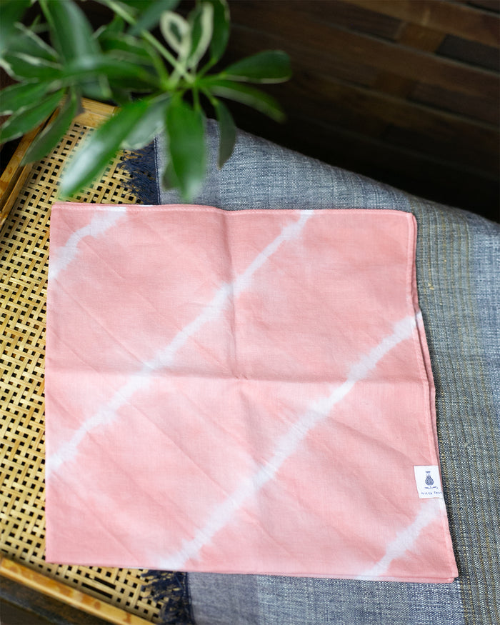 Japanese Handkerchief, Pink and White Tie Dye