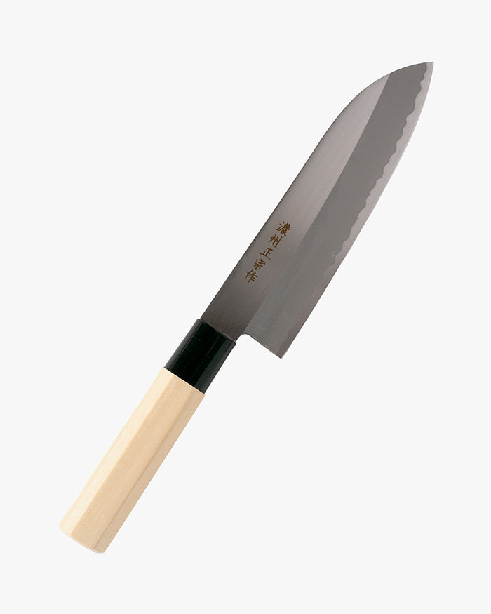 Japanese Knife, Satake Cutlery, Santoku Knife, Hagane, Steel, Natural Wood Handle 170mm