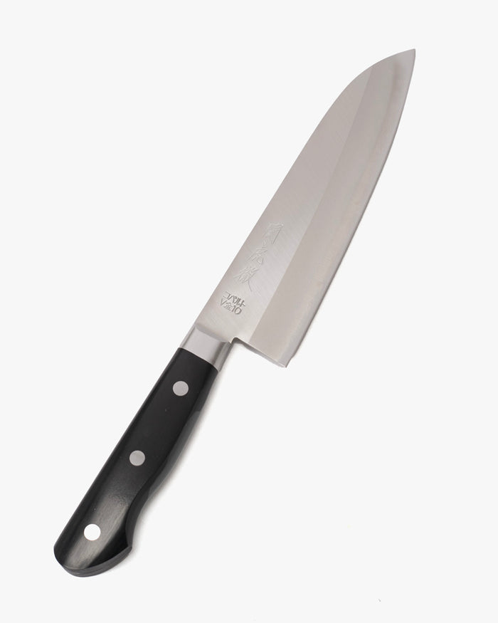Japanese Knife, Yasuda Hamono, Santoku, Seki Kotetsu Series, Black Handle