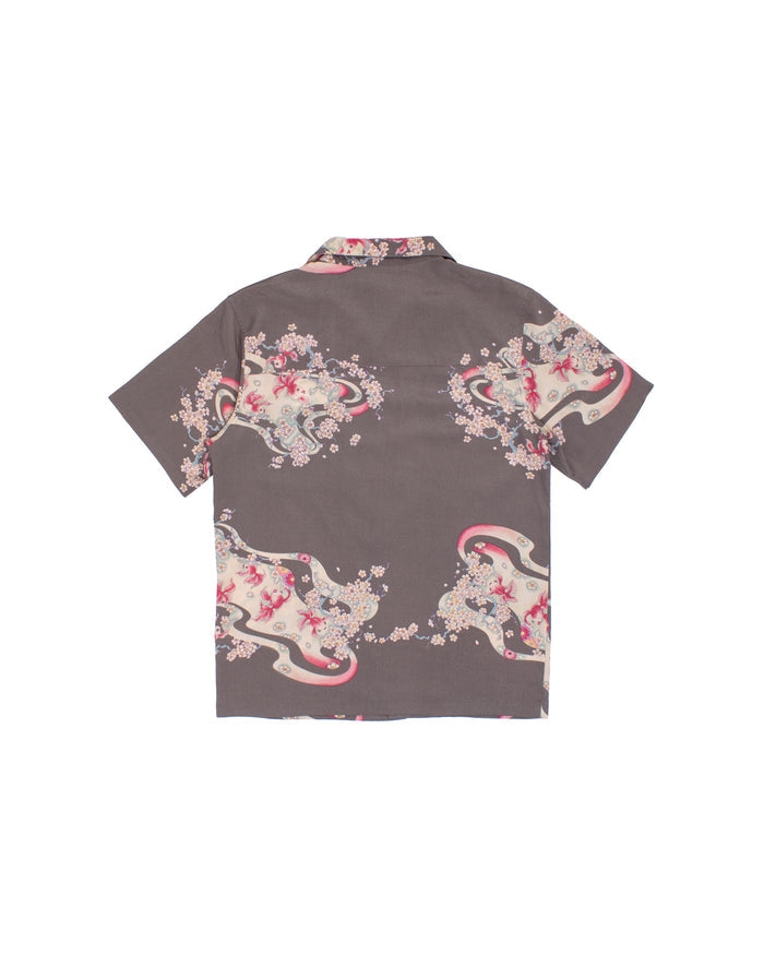 Japanese Repro Aloha Shirt, M, Chikiriya, Goldfish on Grey