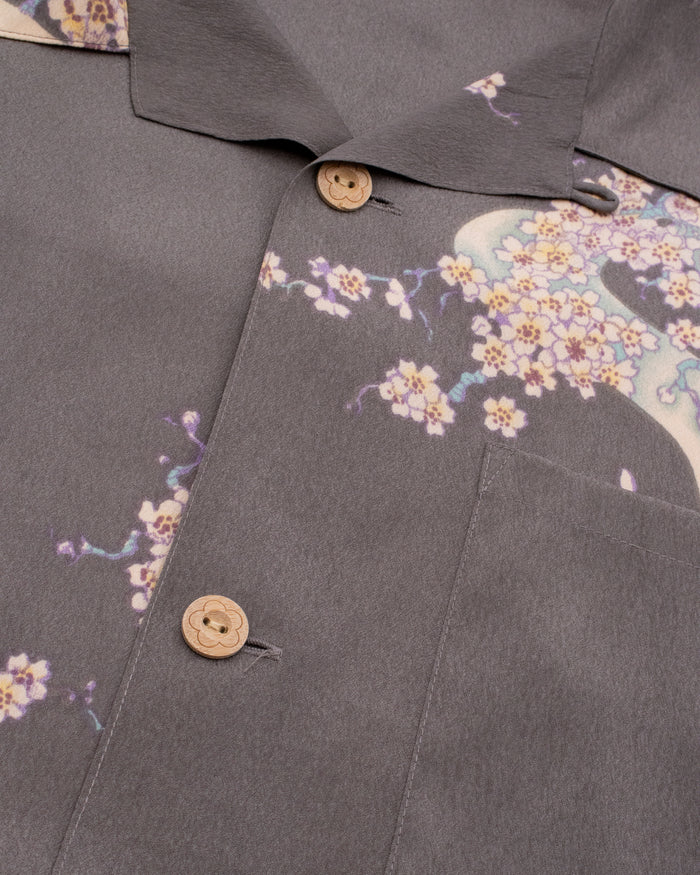 Japanese Repro Aloha Shirt, M, Chikiriya, Goldfish on Grey