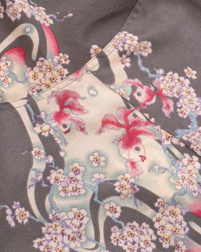 Japanese Repro Aloha Shirt, M, Chikiriya, Goldfish on Grey
