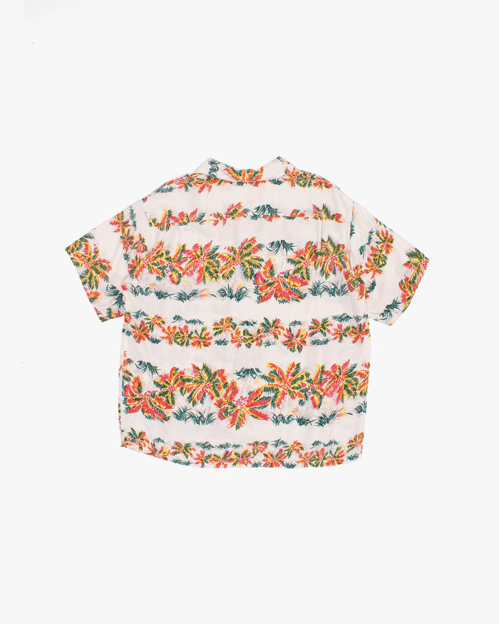 Japanese Repro Aloha Shirt, M, Edwin, Multicolor Palm Trees on Cream
