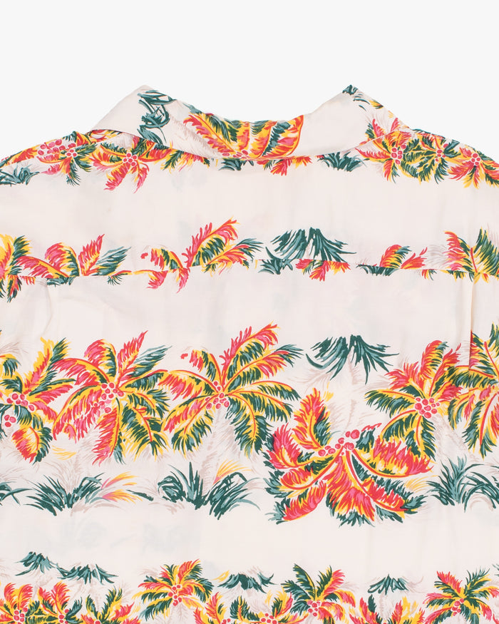 Japanese Repro Aloha Shirt, M, Edwin, Multicolor Palm Trees on Cream