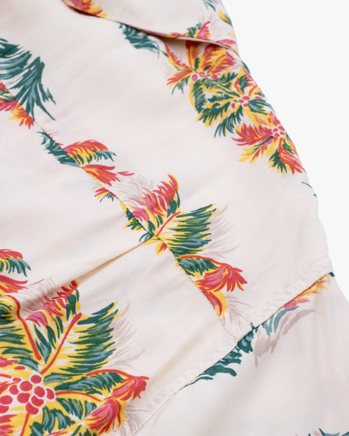 Japanese Repro Aloha Shirt, M, Edwin, Multicolor Palm Trees on Cream