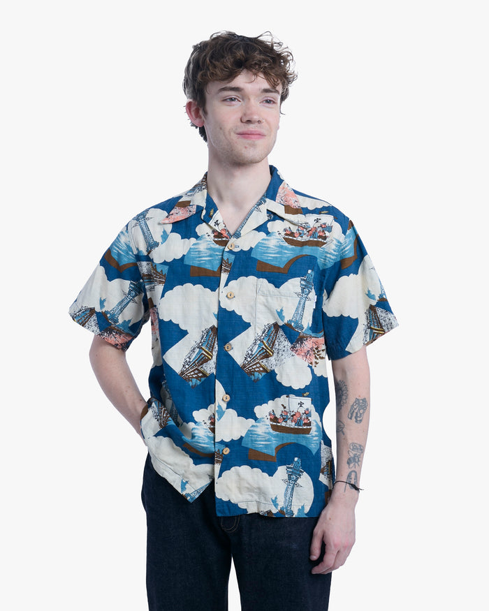 Japanese Repro Aloha Shirt, M, Studio D'Artisan, Pigs Sailing in the Sky