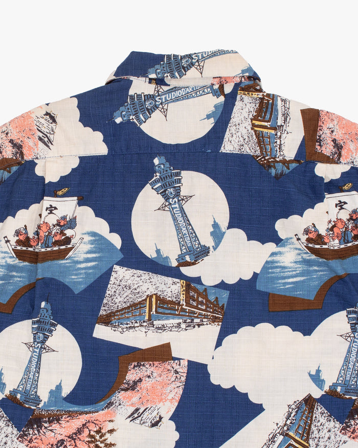 Japanese Repro Aloha Shirt, M, Studio D'Artisan, Pigs Sailing in the Sky