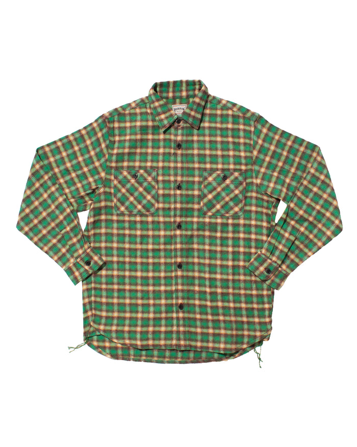 Japanese Repro Button Up Shirt, Houston, Green and Yellow Plaid- XL