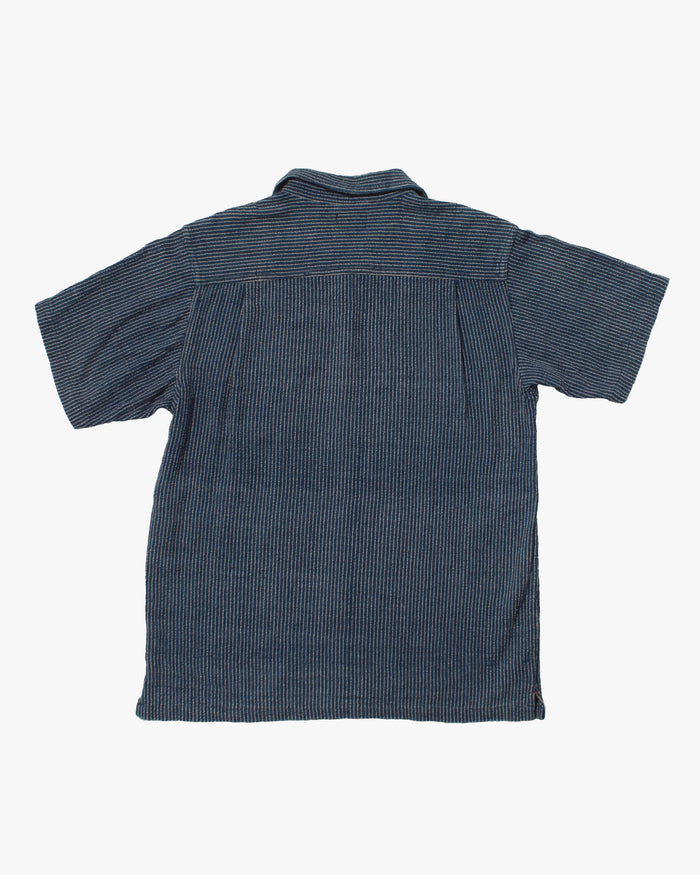 Japanese Repro Button Up Shirt, L, Gaijin Made, Embroidered Striped Navy