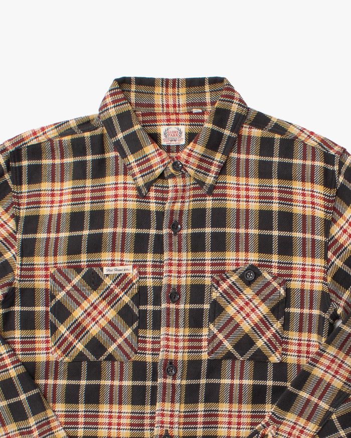 Japanese Repro Button Up Shirt, S, Flathead, Yellow/Red
