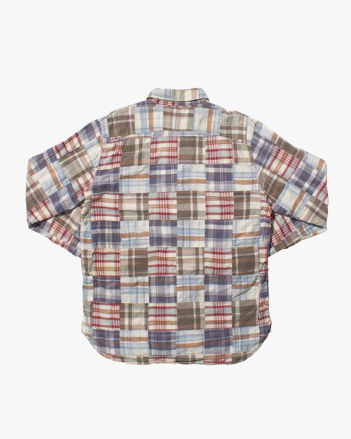 Japanese Repro Button Up Shirt, Spellbound, Plaid Patchwork
