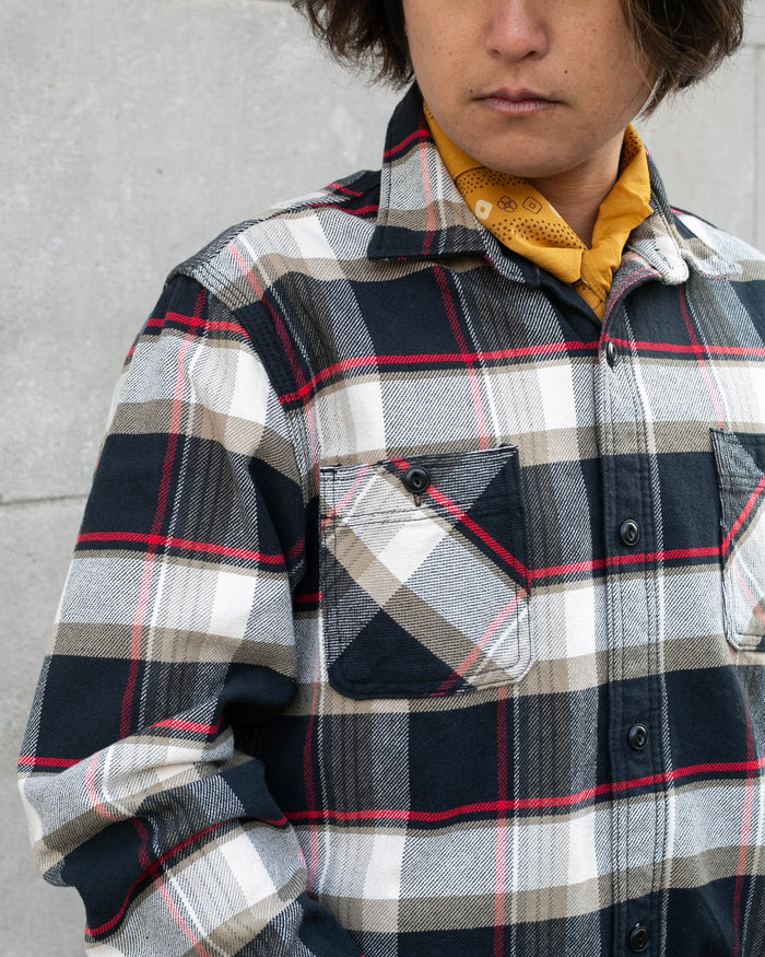 Japanese Repro Button Up Shirt, XXL, Houston & Inc., Black Check Flannel