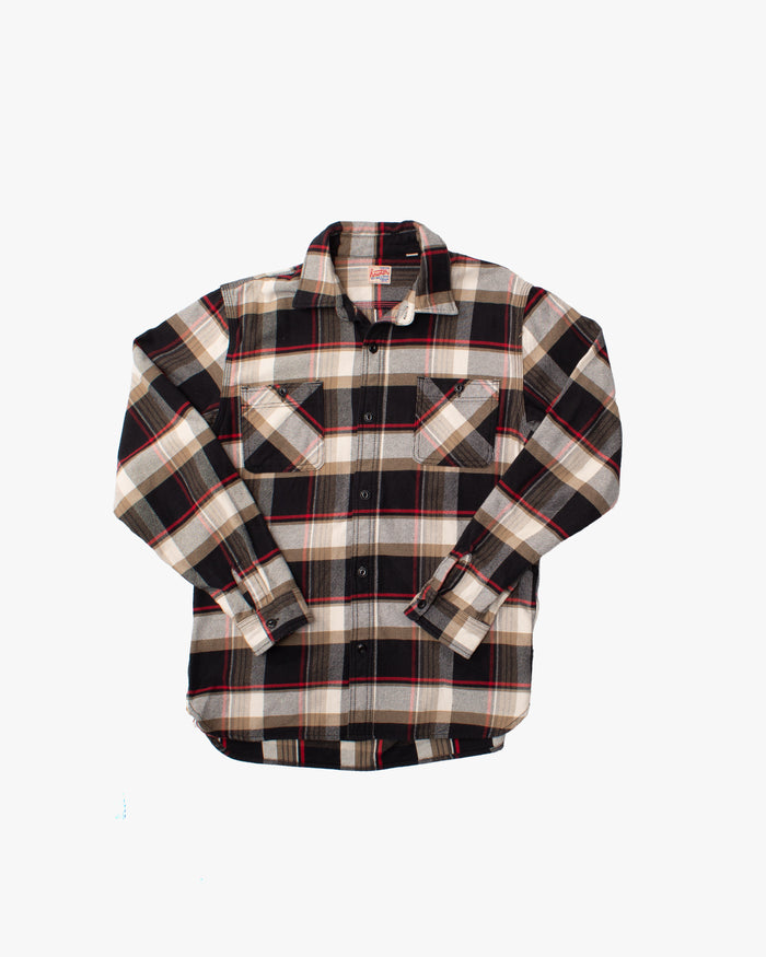 Japanese Repro Button Up Shirt, XXL, Houston & Inc., Black Check Flannel
