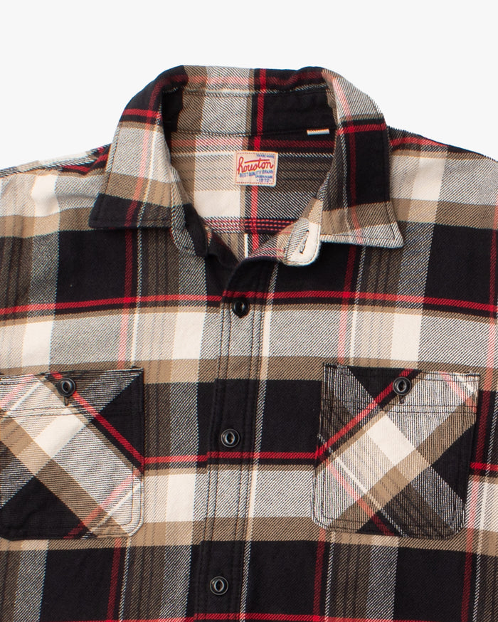 Japanese Repro Button Up Shirt, XXL, Houston & Inc., Black Check Flannel