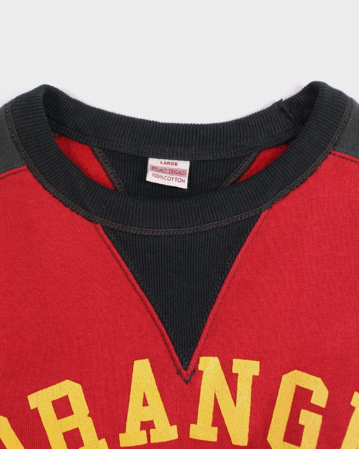 Japanese Repro Crewneck, Flathead Brand, Orange Beach, Grey and Red - L