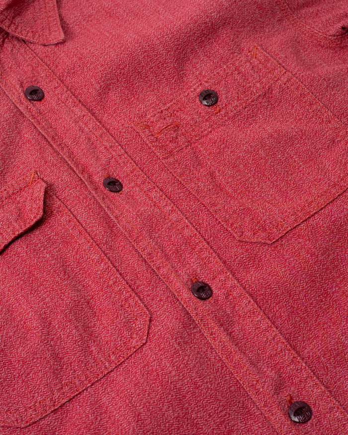 Japanese Repro Denim Button Up Shirt, Flat Head, Red - S
