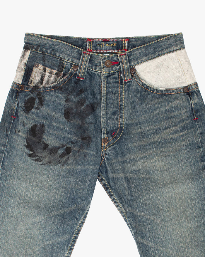 Japanese Repro Denim Jeans, 30, Miara, Painted Jaguar