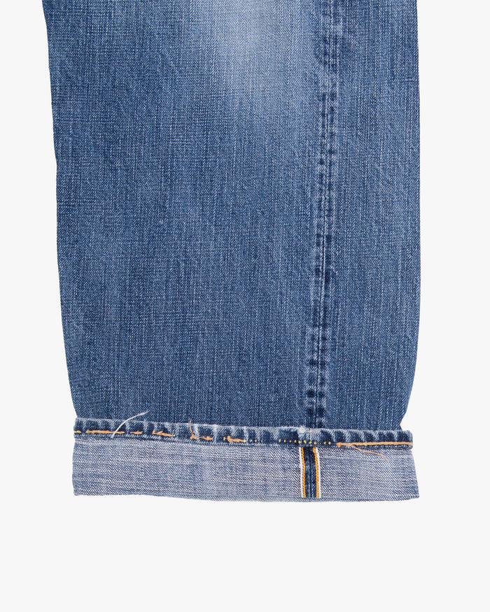 Japanese Repro Denim Jeans, 30, Pherrow's, Light Wash Blue with Distressed Details