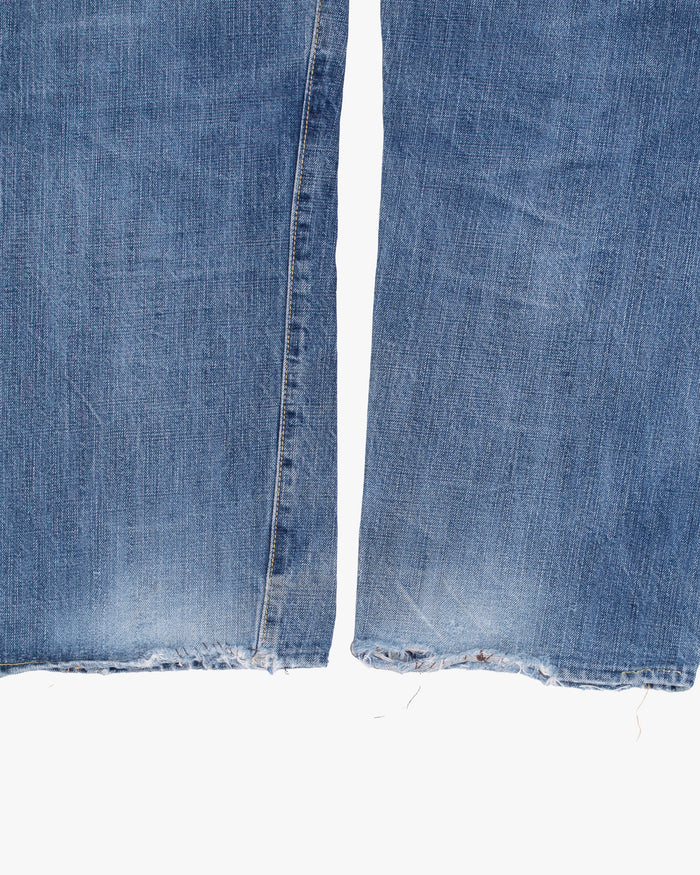 Japanese Repro Denim Jeans, 30, Pherrow's, Light Wash Blue with Distressed Details