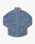 Japanese Repro Denim Shirt, Naminori Tatsujin, Floral Accents - L