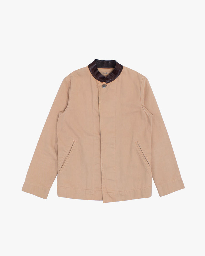 Japanese Repro Jacket, S, 45RPM, Tan with Brown Mandarin Collar