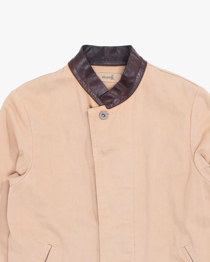 Japanese Repro Jacket, S, 45RPM, Tan with Brown Mandarin Collar