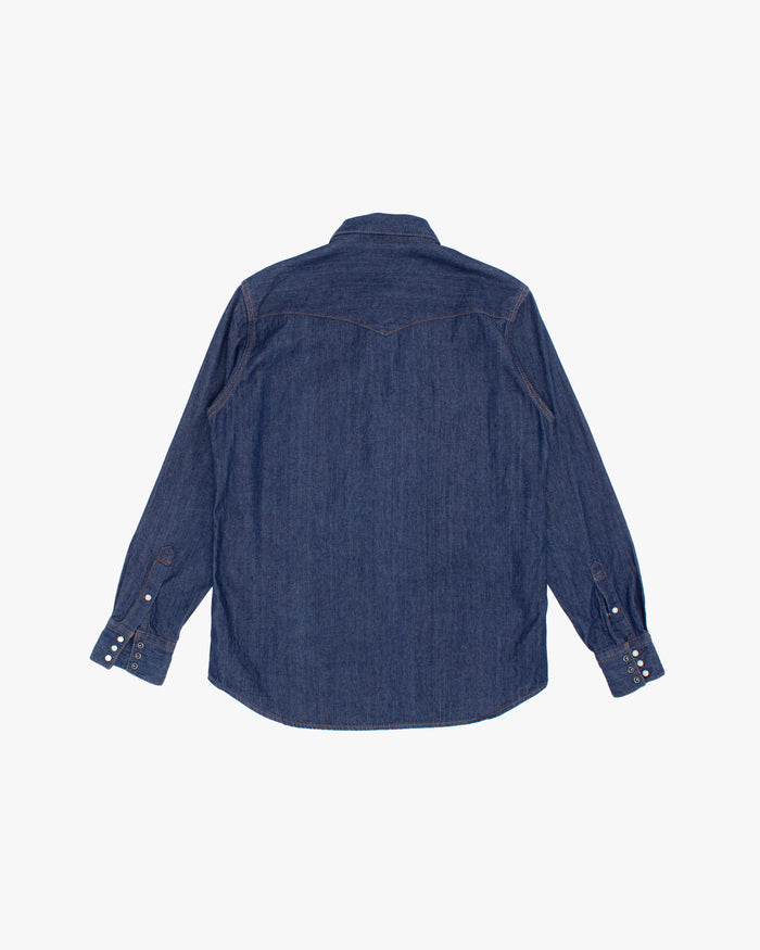 Japanese Repro Long-Sleeve Shirt, L, GU, Blue Denim