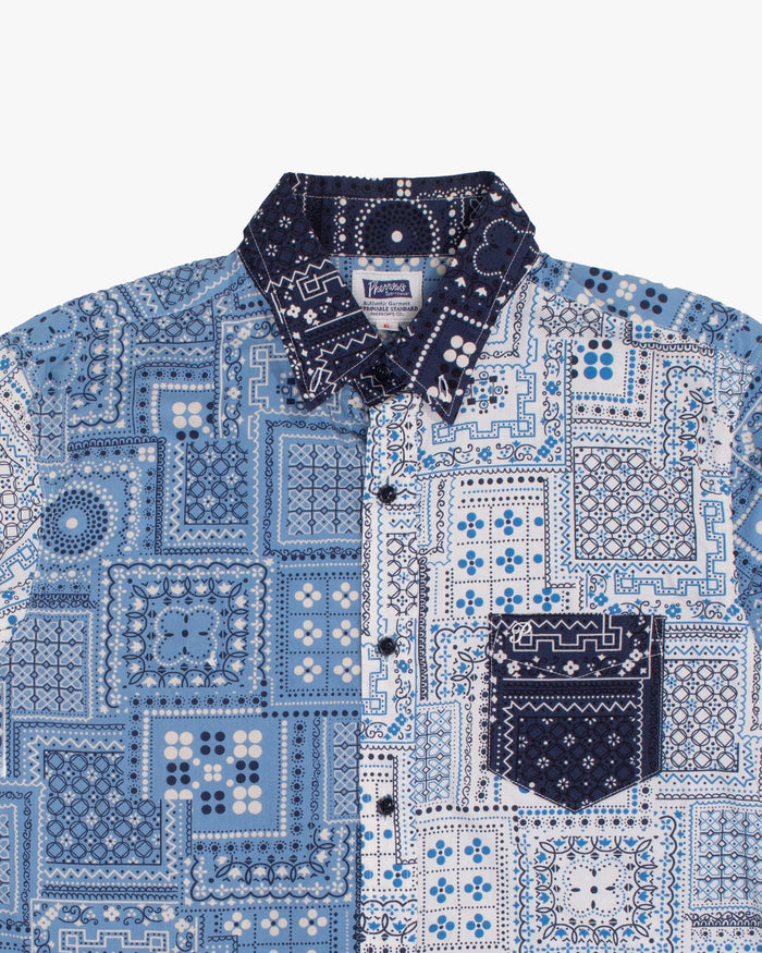 Japanese Repro Long-Sleeve Shirt, XL, Pherrow's, Blue and White