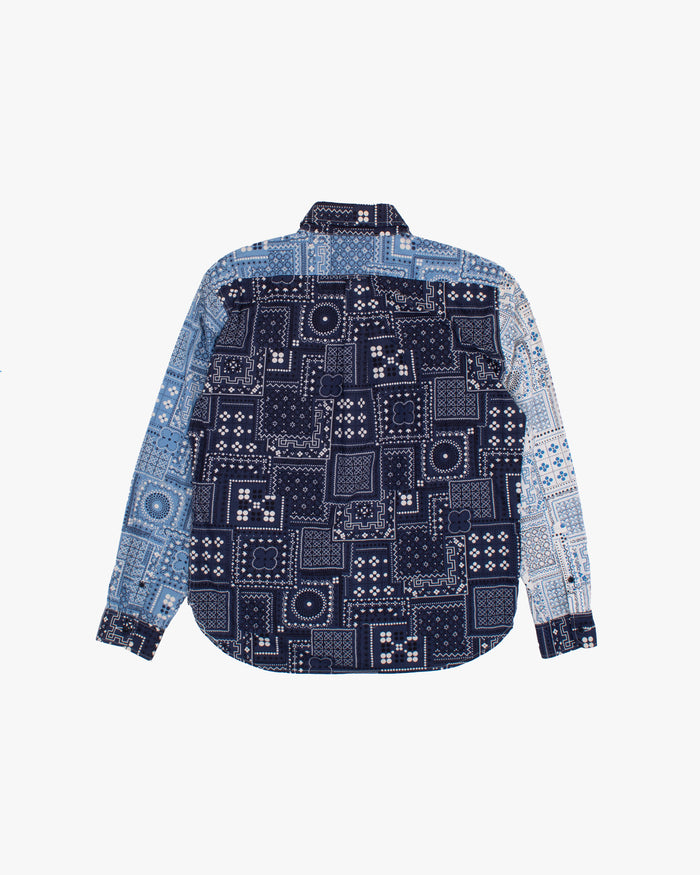 Japanese Repro Long-Sleeve Shirt, XL, Pherrow's, Blue and White