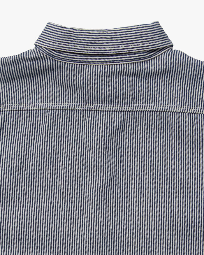 Japanese Repro Longsleeve Shirt, Pherrow's, Navy Stripe with Patches - M