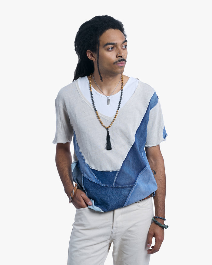 Japanese Repro Shirt, Kapital, L, White with Blue Patch